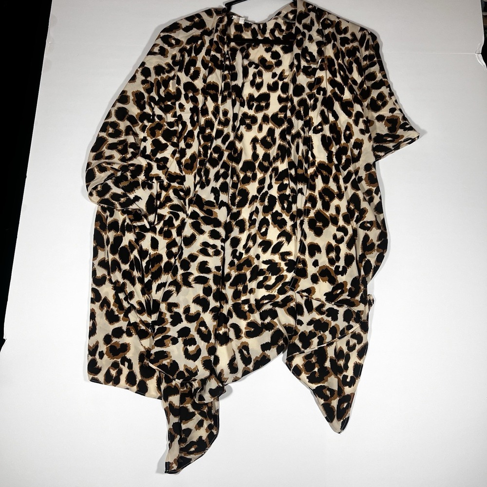 Maurice's Leopard Print Open Cover Up One Size Light Weight Cardigan Short Sleev